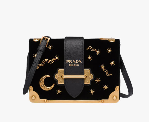 2017新作 PRADA プラダスーパーコピー*カイエベルベット夜空柄ショルダーバッグ 1BH018_2EKN